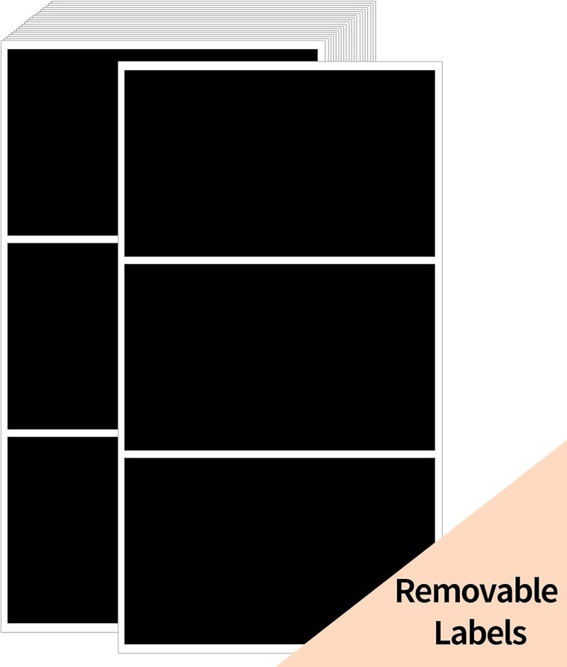 STARLIBOO Removable Colored Labels Stickers, 3X5 Inch Removable Large Label Stickers for Moving Boxes and Storage Bins- Waterproof- Tear Resistant (Black) - Image 1